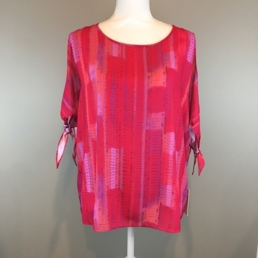 H by Halston Cold Shoulder Tie Blouse